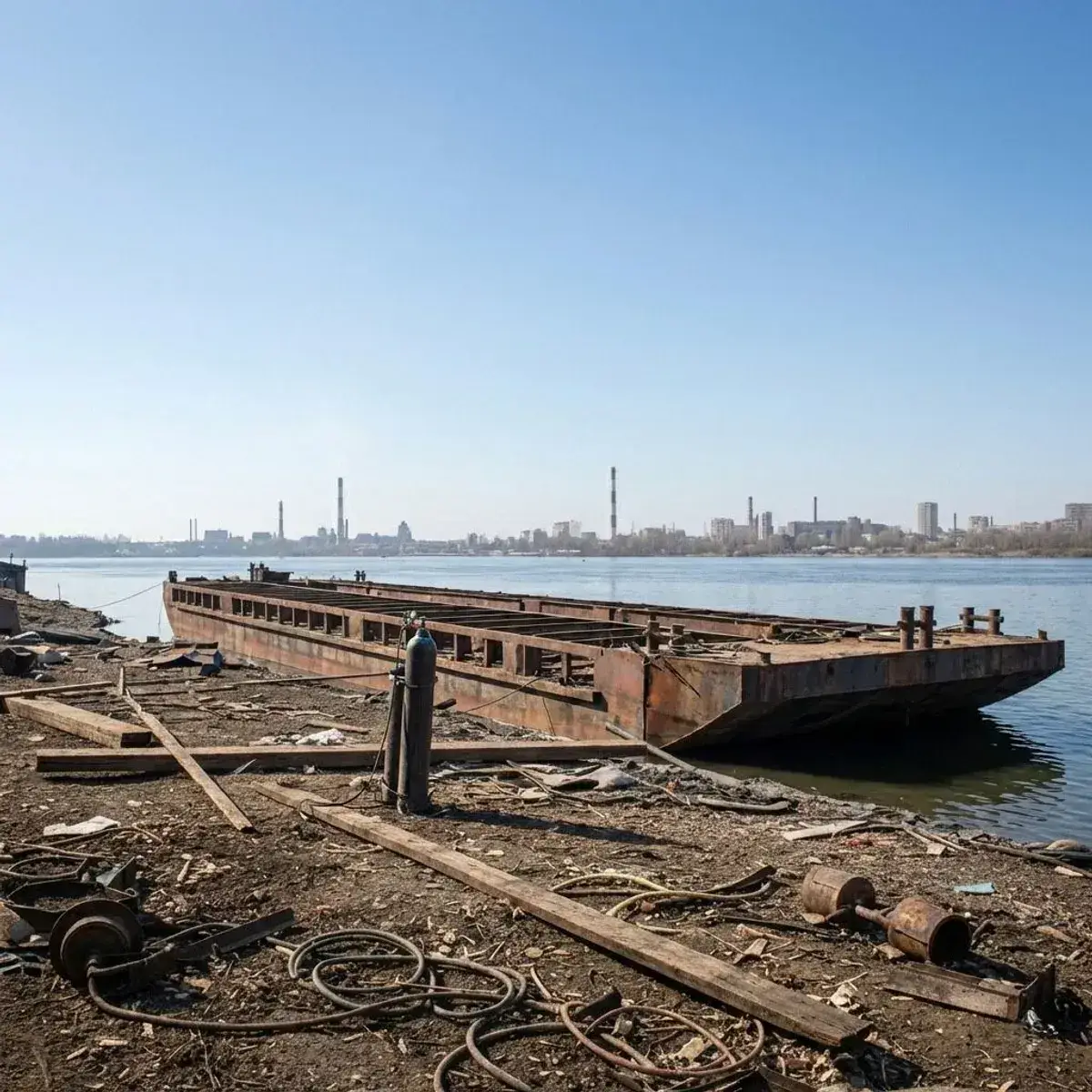 Sečenje metalne barže — profesionalna demontaža plovila u Beogradu